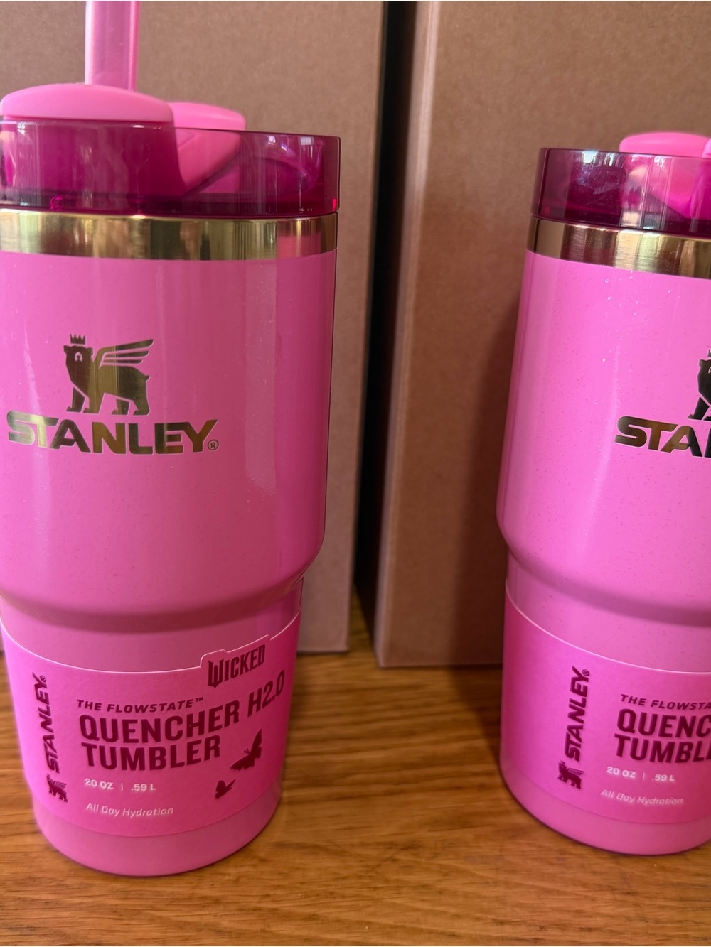 Stanley Hot Pink “Glinda” 20oz Quencher H2.0 Tumbler with Gold Accent